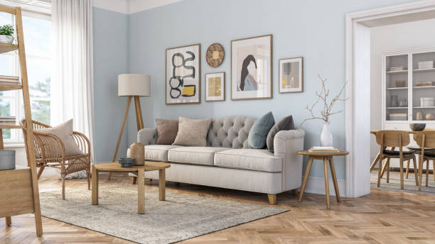 istock Bohemian living room interior - 3d render 1211776519