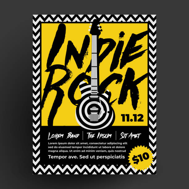 indie-rock-party oder konzert flyer poster design vorlage für ihren nachtclub oder pub live-musik-event. vektor-illustration. - indie rock moderne rockmusik stock-grafiken, -clipart, -cartoons und -symbole