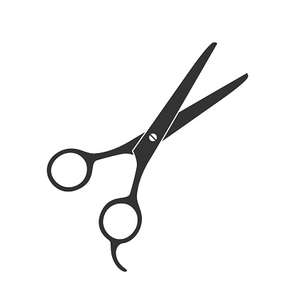 Scissors graphic icon. Shears for hair cutting sign isolated on white background. Barber symbol. Vector illustration