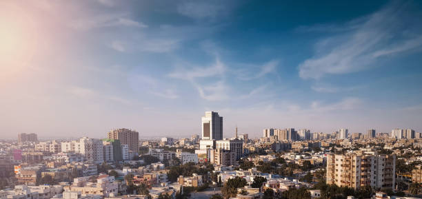 Sityscape of Beautiful Metropolitan City Karachi Sityscape of Beautiful Metropolitan City Karachi In Pakistan At Evening - City Of Lights pakistan photos stock pictures, royalty-free photos & images