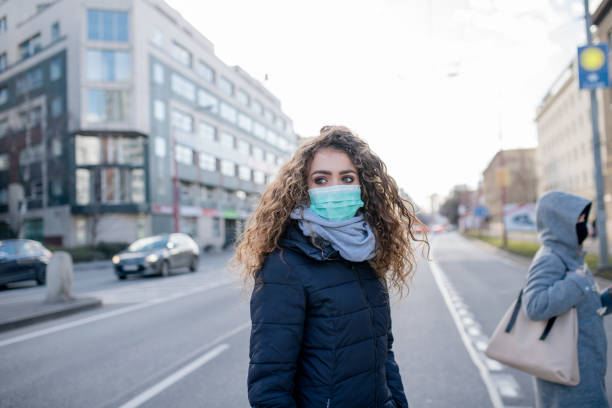istock Coronavirus in city, prevention and protection concept. 1211784385