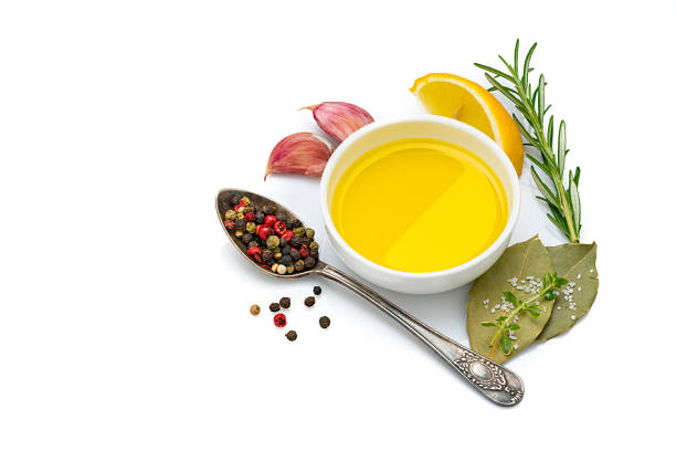 A dipping oil made of dry spices and fresh garlic with extra virgin olive oil