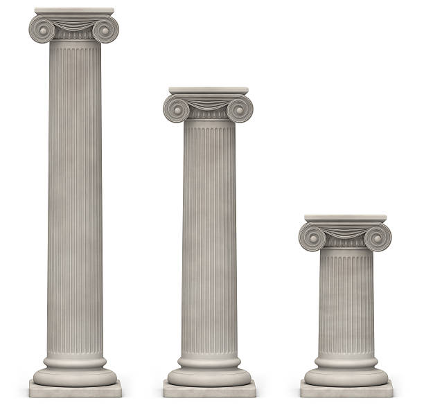 colonnes ioniques sur blanc - classicisme romain photos et images de collection