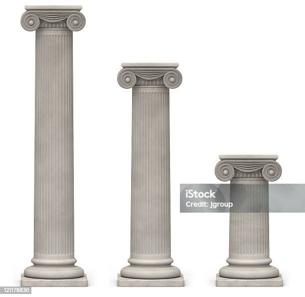 Jonowych Kolumny Na Biały - zdjęcia stockowe i więcej obrazów Kolumna architektoniczna - Kolumna architektoniczna, Rzymski, Neutralne tło