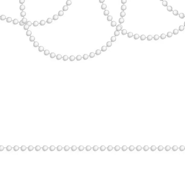 Vector illustration of Hanging natural pearl necklace, isolated on white