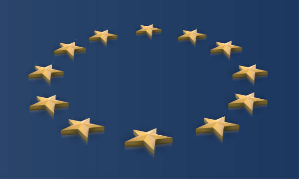 gwiazdy flagi unii europejskiej w 3d, wektor - flag national flag greek flag greece stock illustrations
