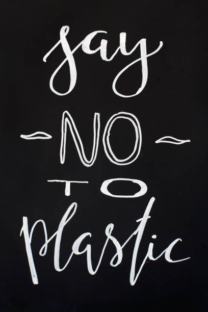 istock Chalkboard with SAY NO TO PLASTIC lettering 1211795339