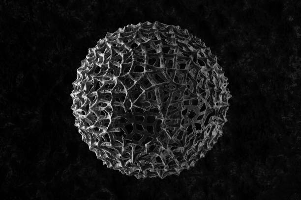 istock 3d render of abstract microscopic shape. Germ or bacteria concept. Illness, disease concept. High details. 1211795582