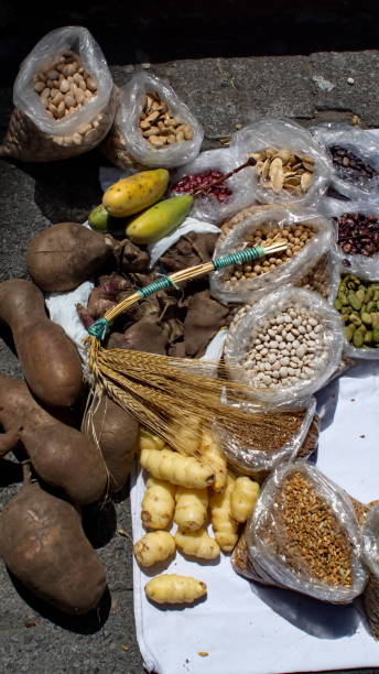 istock Fresh vegetables and potatoes and dried beans and grains 1211797427