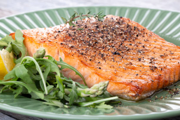 istock Grilled salmon fillet with pepper 1211798291