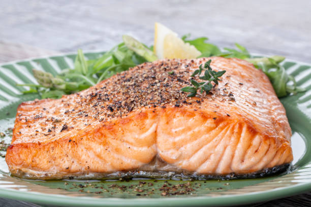 istock Grilled salmon fillet with pepper 1211798297