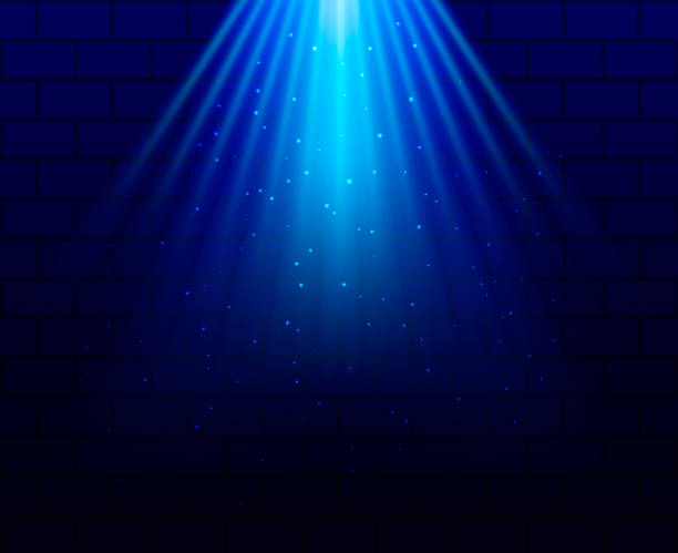 istock Light rays on a blue brick background. Vector stock illustration for poster or banner 1211798351