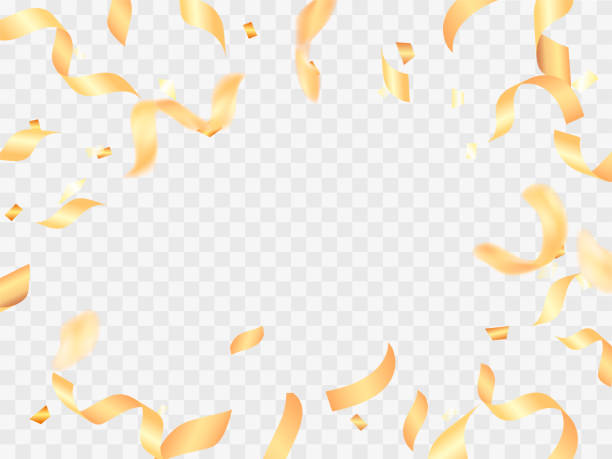 istock Vector stock illustration. Falling Golden serpentine on a transparent background for card or poster 1211798352