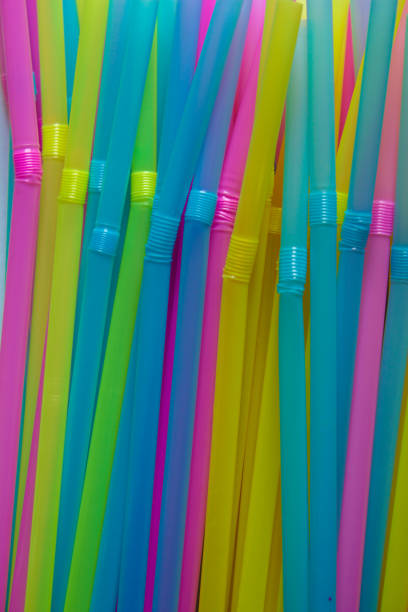 istock Top view of multicoloured plastic straws 1211800298