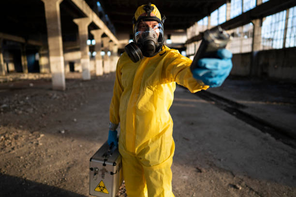 istock Expert for radioactivity on the field 1211802824