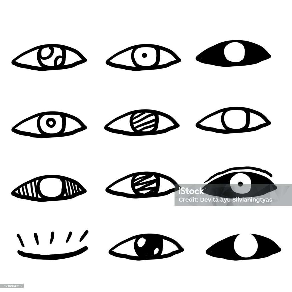 Handgezeichnete Gliederungsaugensymbole Offene Und Geschlossene Augen ...