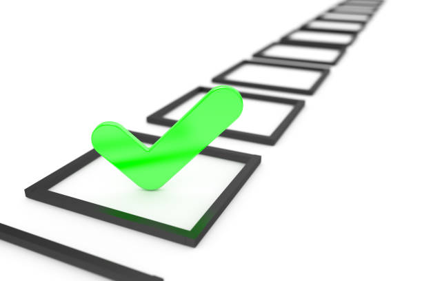 istock 3D Rendering of Green Check List Mark on Black Frame 1211810185