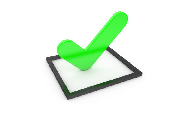 istock 3D Rendering of Green Check List Mark on Black Frame 1211810697
