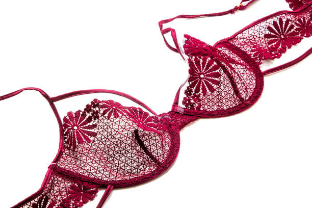 istock Underwear, red bra isolated on white 1211812030