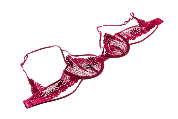 istock Underwear, red bra isolated on white 1211812098