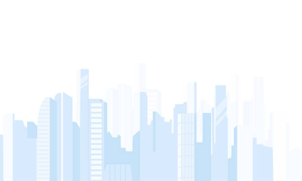 Background with a large metropolis, Skyscrapers. vector art illustration