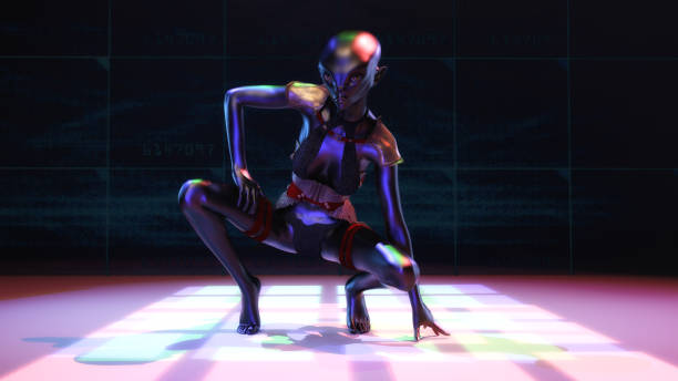 Artistic 3D illustration of a female alien Artistic 3D illustration of a female alien zukunft stock pictures, royalty-free photos & images