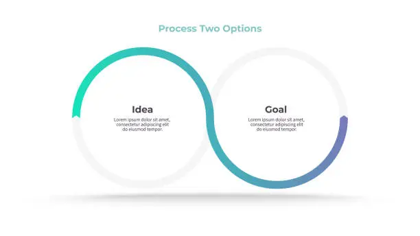 Vector illustration of Business infographics. Process with 2 steps, options, circles. Vector template.