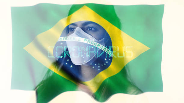 istock Coronavirus 2019-nCov novel coronavirus concept motion background, patience with protective mask and Brazil flag overlay. 1211824964
