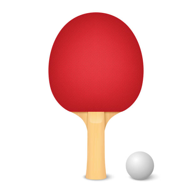 illustrations, cliparts, dessins animés et icônes de vector 3d realistic red ping pong racket et ball icon closeup isolated on white background. équipement sportif pour le tennis de table. modèle de conception - table tennis table tennis racket racket sport ball