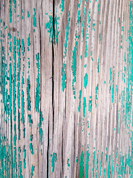 peeling farbe der grünen farbe auf holzplanke - peeling paint abandoned old stock-fotos und bilder