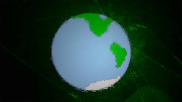 istock 3d render. Flat Earth under frozen ice texture in cracks over black background. 1211828368
