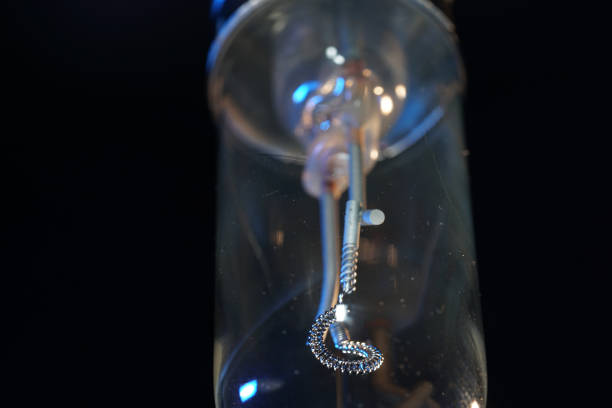 This is a old lightbulb in the studio on black background photographed with flash light