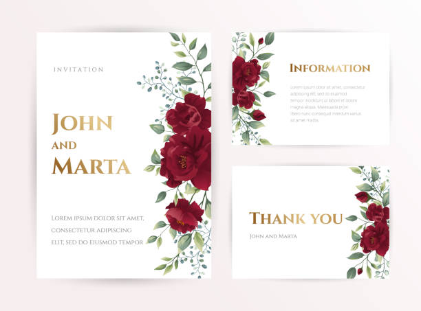 赤いバラと結婚式の招待状カード。 - red backgound点のイラスト素材／クリップアート素材／マンガ素材／アイコン素材