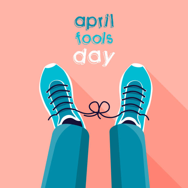 April fool's day. April fool's day. April Fool's joke concept. Tied shoelaces. Flat vector illustration. april fools day stock illustrations