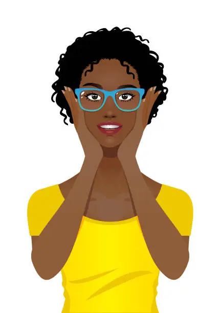 Vector illustration of Young woman wearing eye glasses