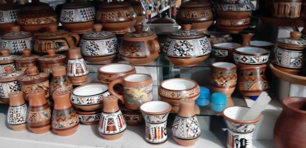 istock Peru Pottery Design Cup On Display For Sale In Cusco. Peru South America 1211848437