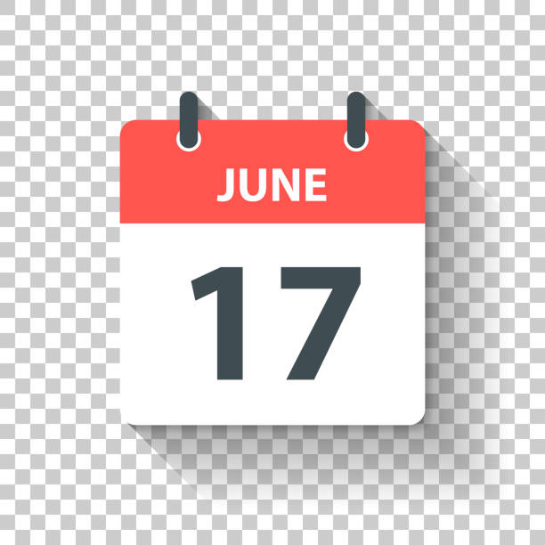 17 Juin Icône De Calendrier Quotidien Dans Le Modèle Plat De ...