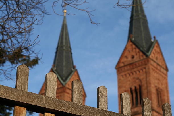 Church christian temple mountain behind the barbered wire photo