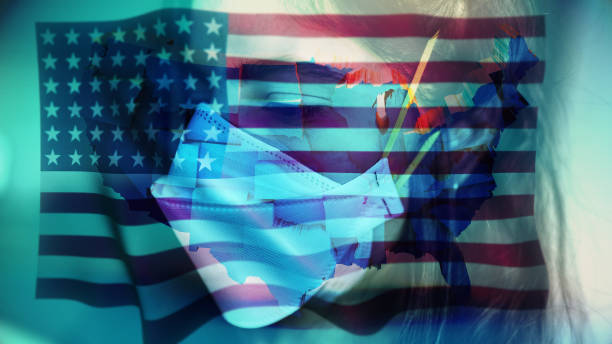 istock Coronavirus 2019-nCov novel coronavirus concept motion background, patience with protective mask and USA flag overlay. 1211866042