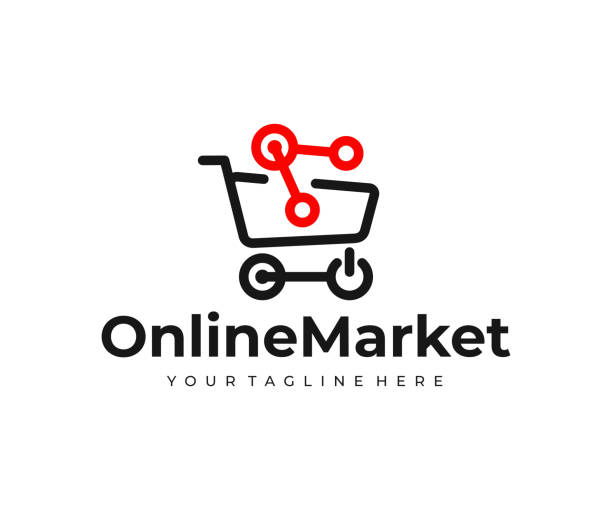 online-marktplatz, design. online-shopping-vektor-design. illustrierte elektronische handelsindustrie - hardware store store shopping cart shopping stock-grafiken, -clipart, -cartoons und -symbole