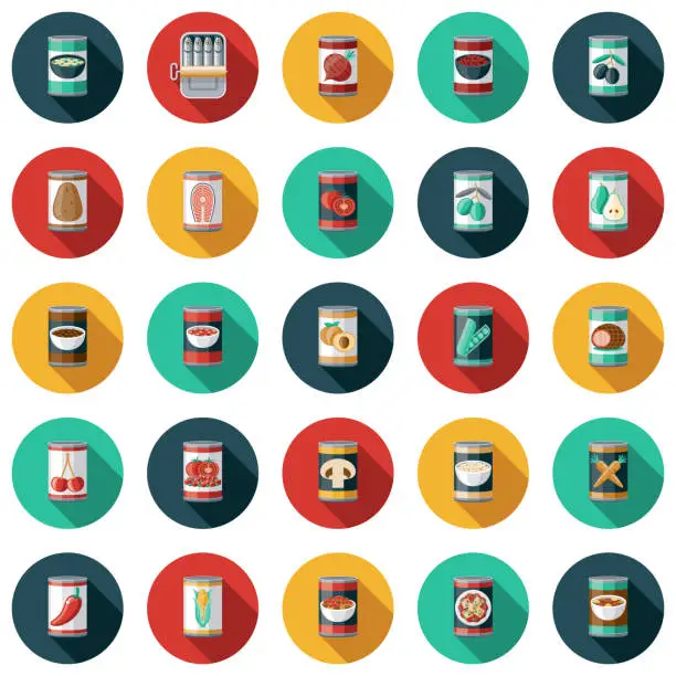 Vector illustration of Canned Foods Icon Set