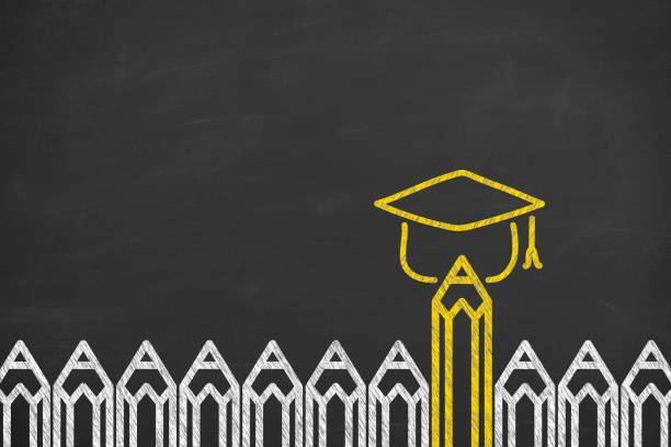 Education concepts with pencil on a chalkboard background