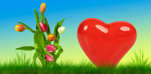 colorful easter background with a heart and a flower - 11262 imagens e fotografias de stock