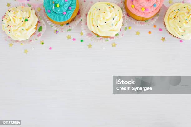 Cupcake Border Stock Photo - Download Image Now - Birthday, Cupcake, Backgrounds