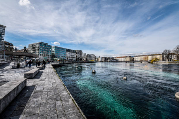 Arve Riverside In Geneva, Switzerland