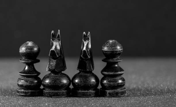 istock Image of Chess Pieces on Board for Game; black and white style 1211877537