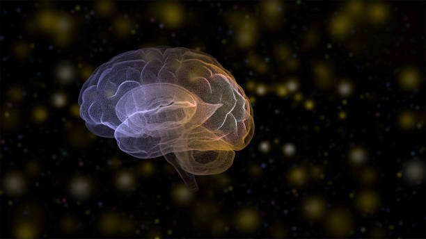 istock 3d image of brain creating new ideas inside a world of light bokeh bubbles over black background. 1211882673