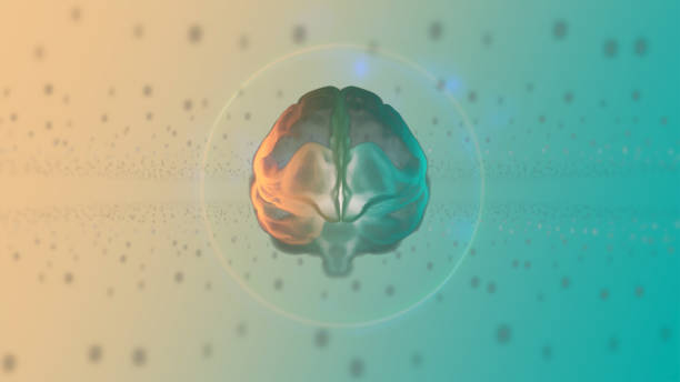 istock 3d render computed medical tomography MRI scan of human brain over dotted light background. 1211882716