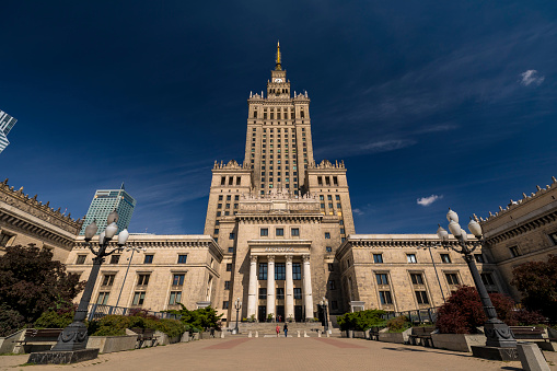 Warsaw, Poland - 18 August 2019: Palace of Culture and Science in Warsaw, Poland.