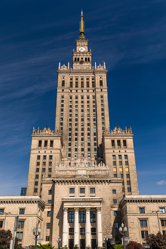 Warsaw, Poland - 18 August 2019: Palace of Culture and Science in Warsaw, Poland.